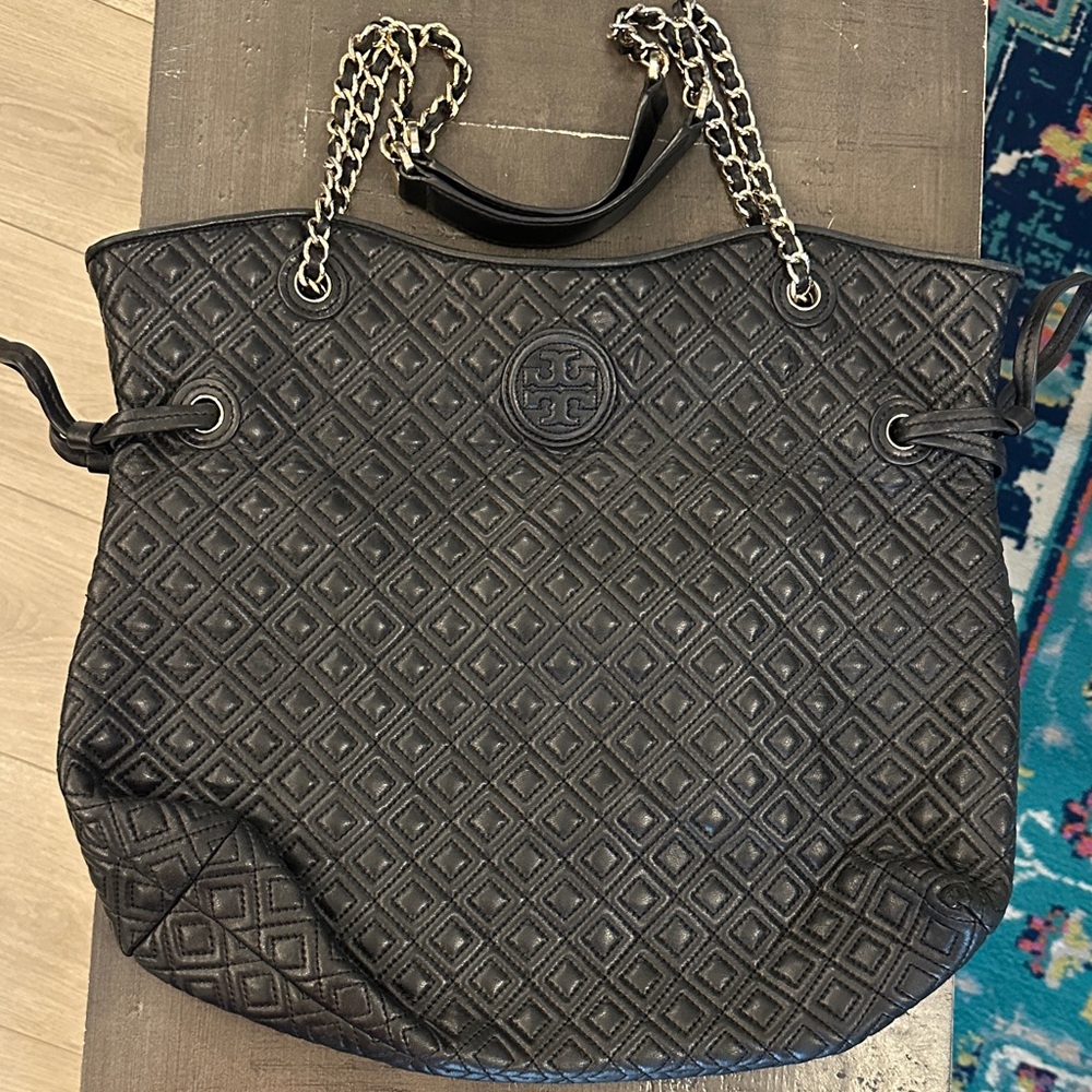 Tory Burch Marion Quilted Black Tote